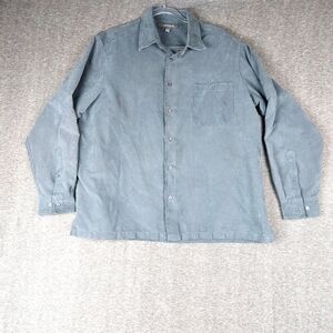 CROFT & BARROW MENS GRAY SUEDE FEEL 100% POLYESTER BUTTON DOWN SHIRT SIZE LARGE
